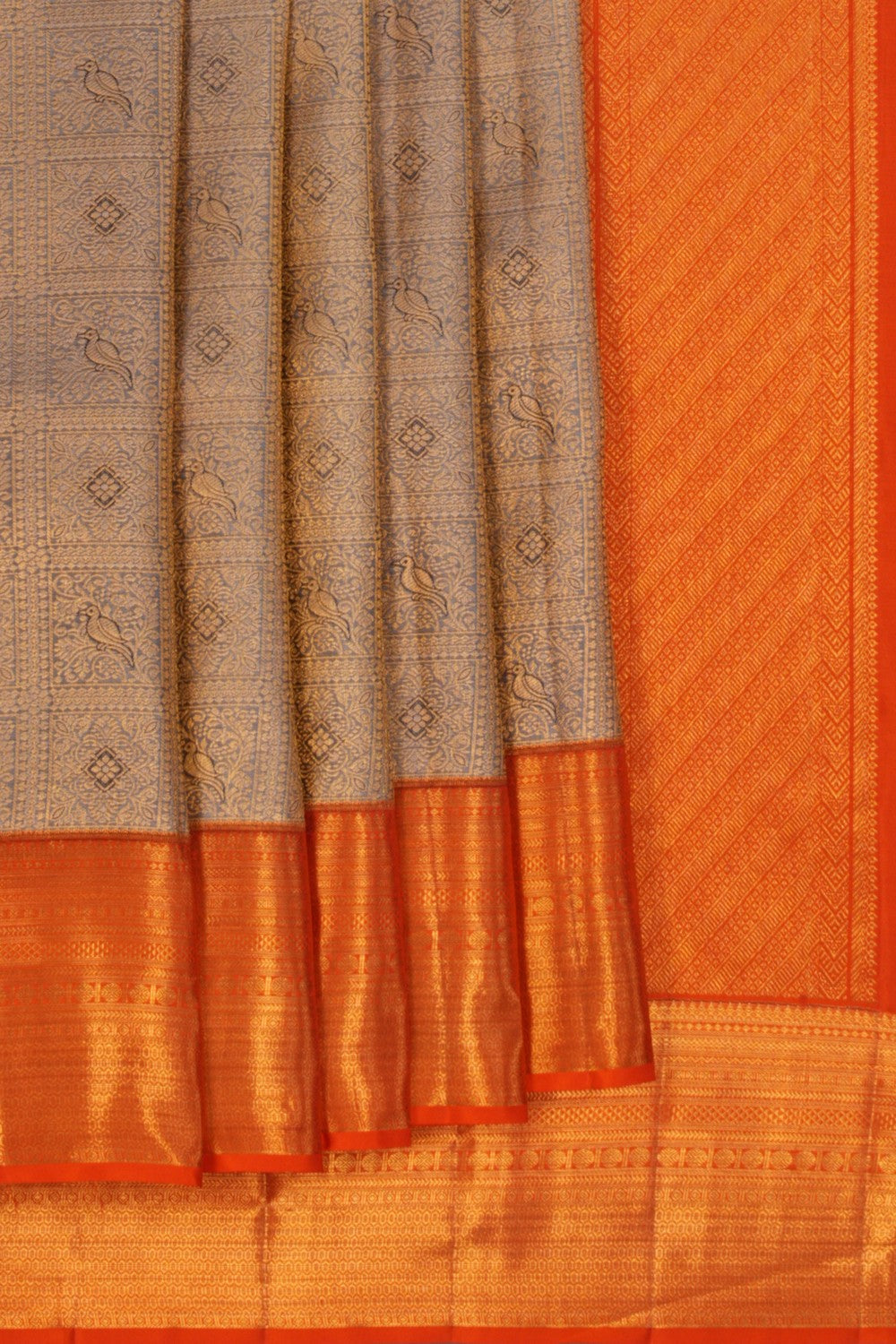 Image of Kanchipattu Brocade Grey Saree